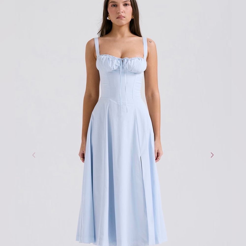 House of CB Carmen Soft Blue Cotton Bustier Sundress – XS